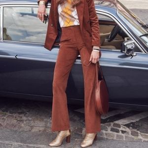 Sezane Corduroy Flare Mocha Martin Trousers Pants